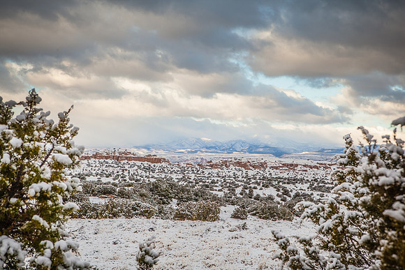 Snowy Jemez Mountains from Chimayó