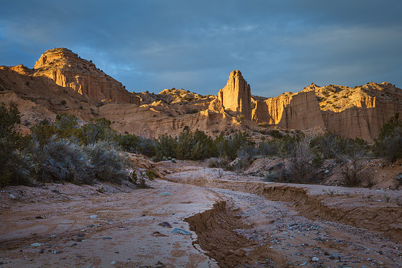 Evening Sunlight on Formations Above Chimayo